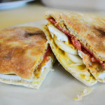 Fried Egg and Bacon Naan Sandwich